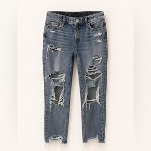 American Eagle Outfitters Tomgirl Ripped Blue Ankle Jeans